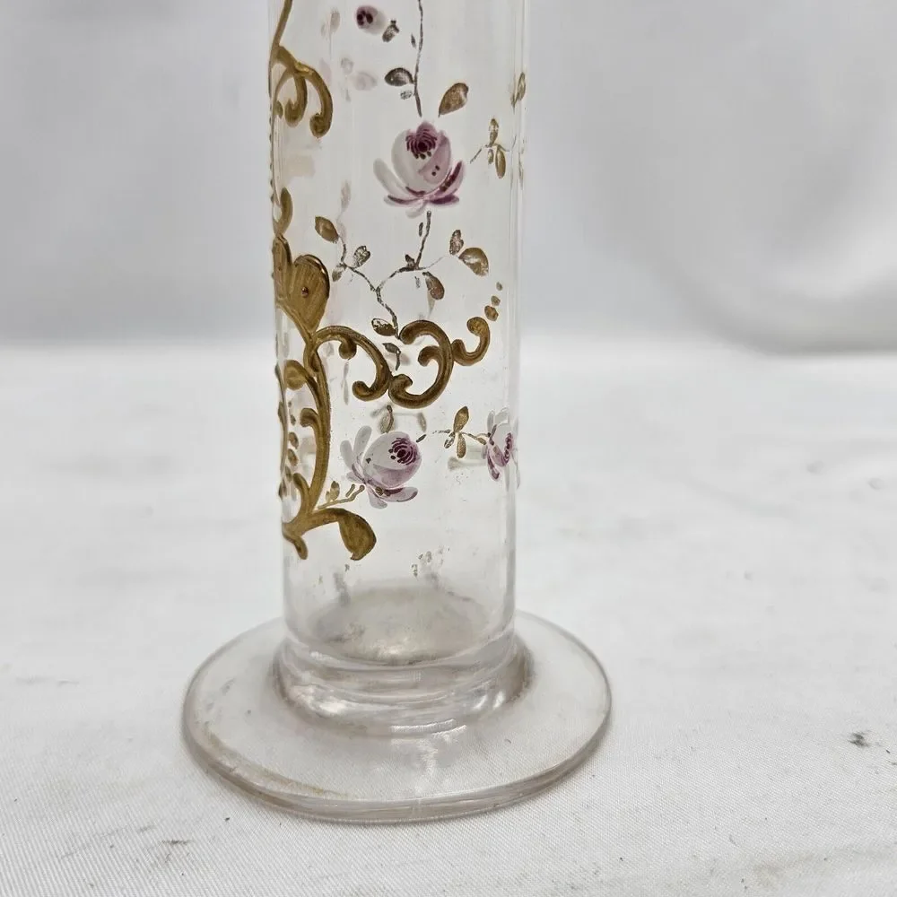 Antique French Bud Vase Hand Painted Floral Design Delicate Circa 1900‎